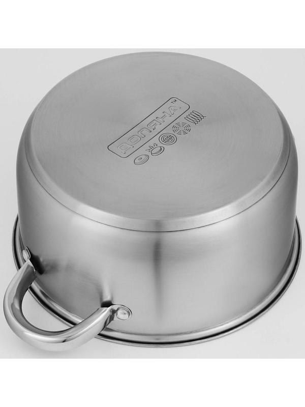 Кастрюля из нержавеющей стали Доляна «Гретте», 4,2 л, d=22 см, стеклянная крышка, капсульное дно, индукция