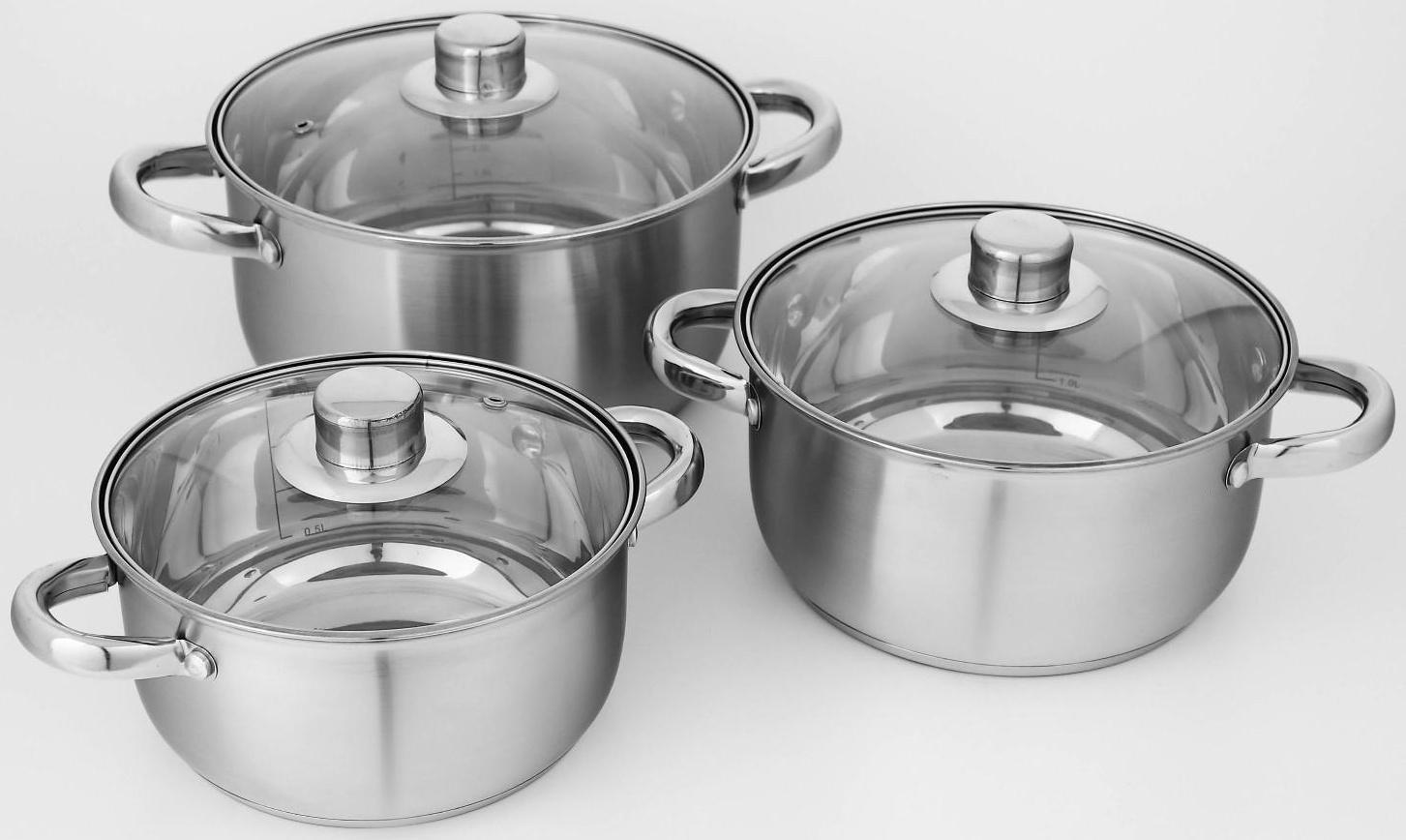 Набор кастрюль из нержавеющей стали Доляна «Гретте», 3 предмета: 2,3 л, 3,2 л, 4,2 л, крышки