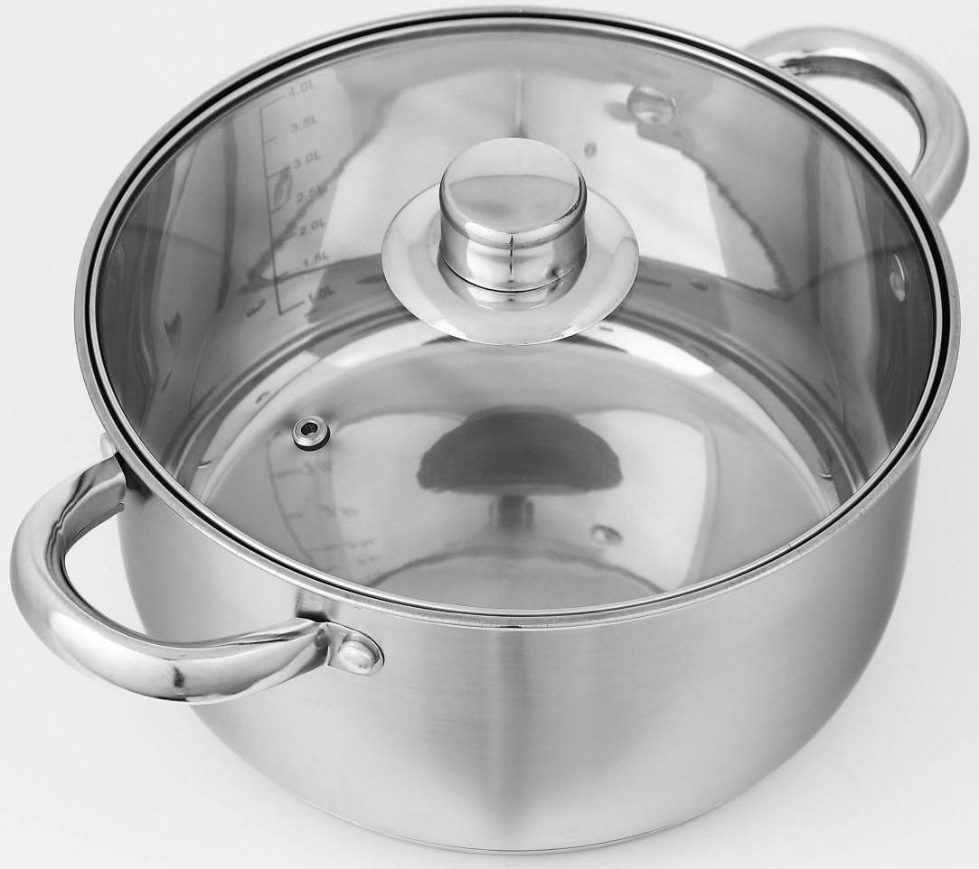 Набор кастрюль из нержавеющей стали Доляна «Гретте», 3 предмета: 2,3 л, 3,2 л, 4,2 л, крышки