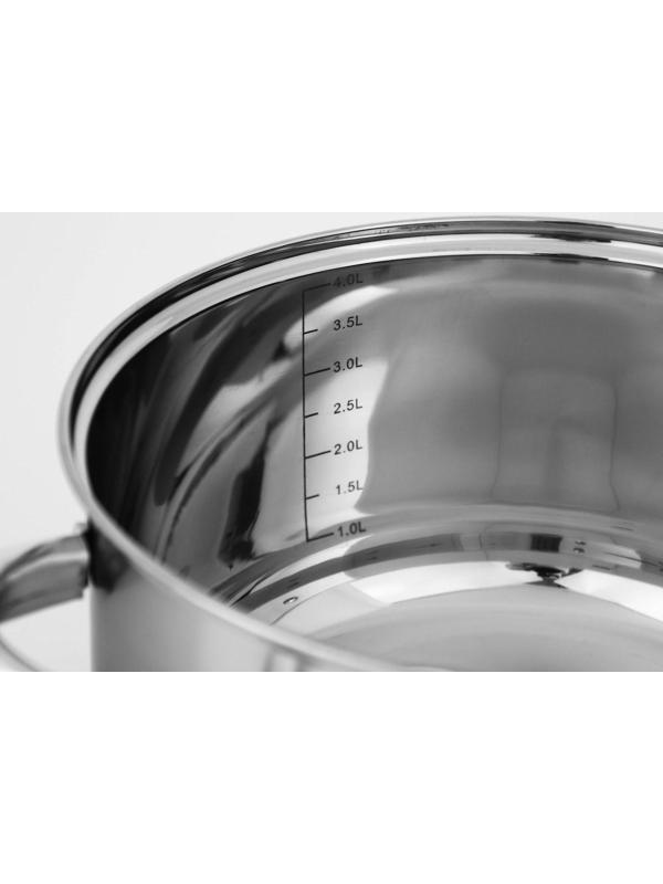 Набор кастрюль из нержавеющей стали Доляна «Гретте», 3 предмета: 2,3 л, 3,2 л, 4,2 л, крышки