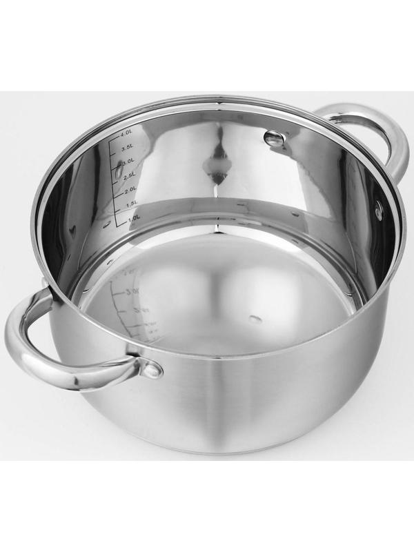 Набор кастрюль из нержавеющей стали Доляна «Гретте», 3 предмета: 2,3 л, 3,2 л, 4,2 л, крышки