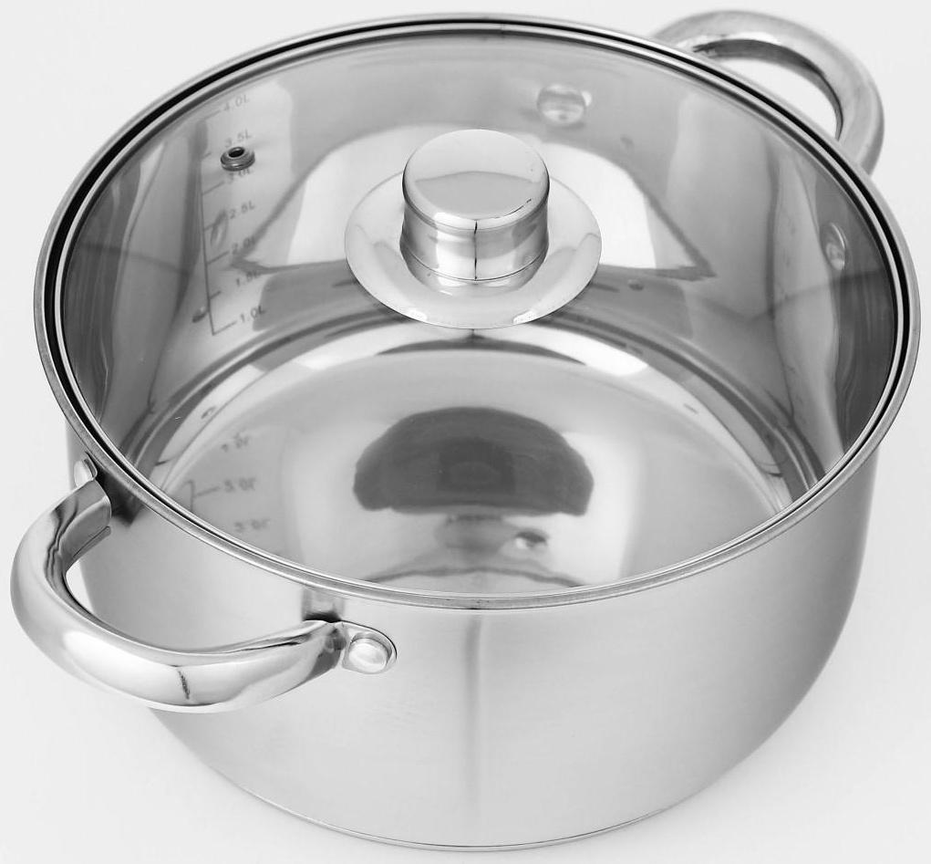 Набор кастрюль из нержавеющей стали Доляна «Гретте», 4 предмета: 1,5 л, 2 л, 3 л, 4 л, d=16/18/20/22 см, крышки