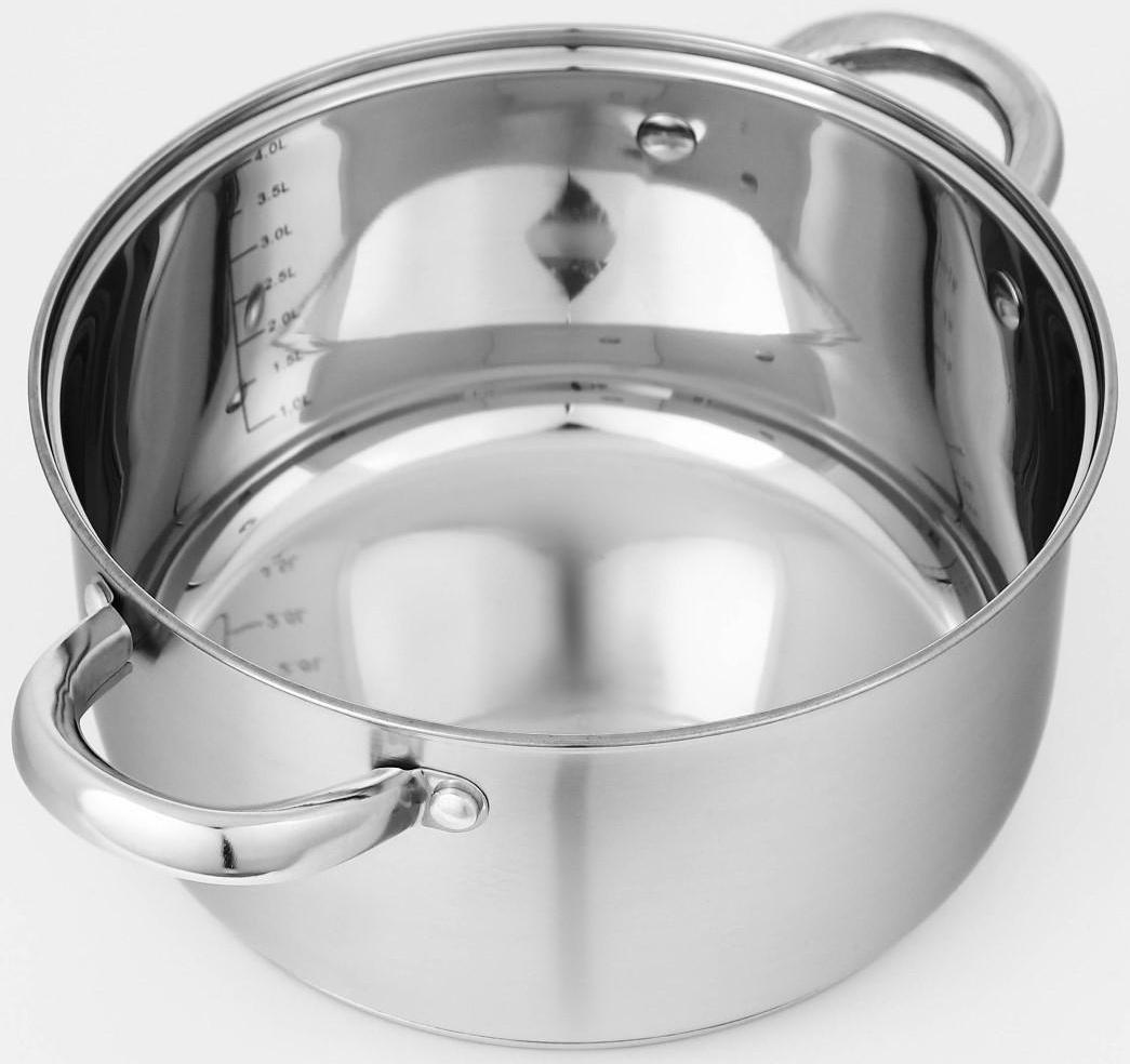 Набор кастрюль из нержавеющей стали Доляна «Гретте», 4 предмета: 1,5 л, 2 л, 3 л, 4 л, d=16/18/20/22 см, крышки