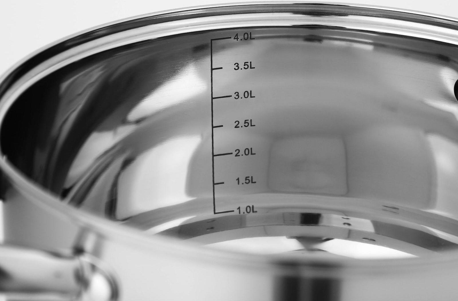 Набор кастрюль из нержавеющей стали Доляна «Гретте», 4 предмета: 1,5 л, 2 л, 3 л, 4 л, d=16/18/20/22 см, крышки