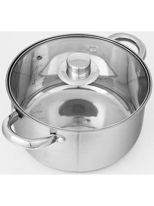 Набор кастрюль из нержавеющей стали Доляна «Гретте», 4 предмета: 1,5 л, 2 л, 3 л, 4 л, d=16/18/20/22 см, крышки