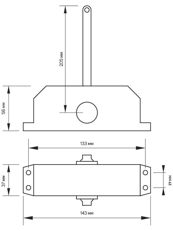 Доводчик дверной ТУНДРА D40WW, до 40 кг, белый