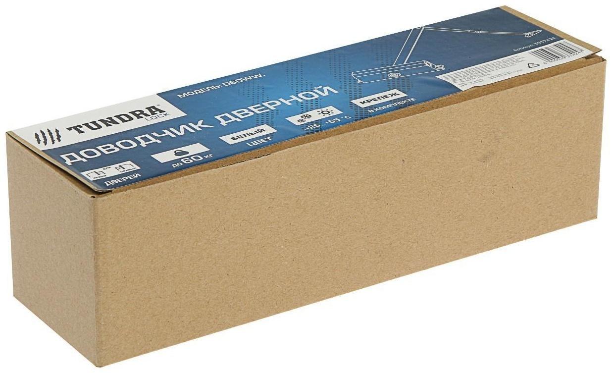 Доводчик дверной ТУНДРА D60WW, до 60 кг, белый