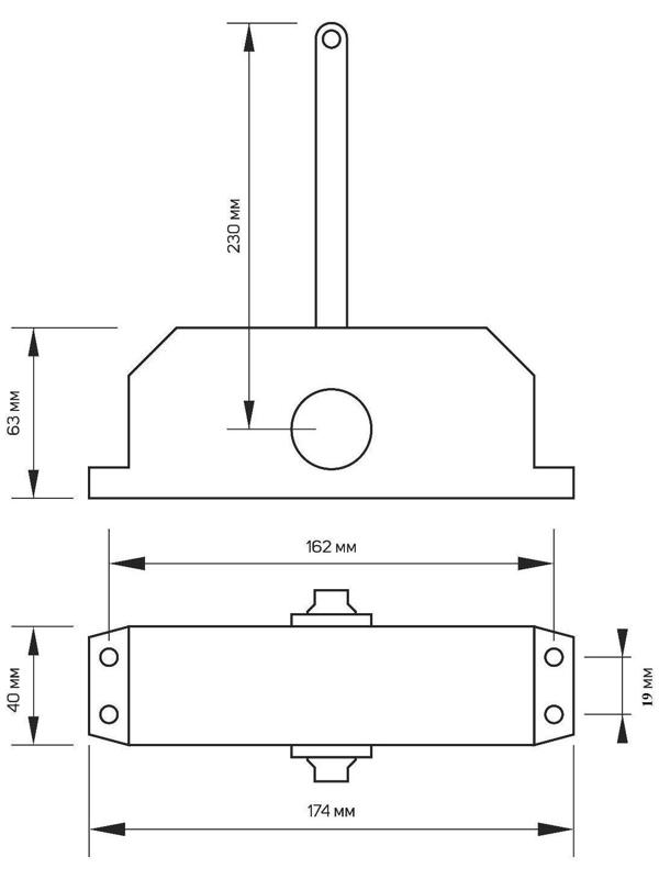 Доводчик дверной ТУНДРА D60BR, до 60 кг, коричневый