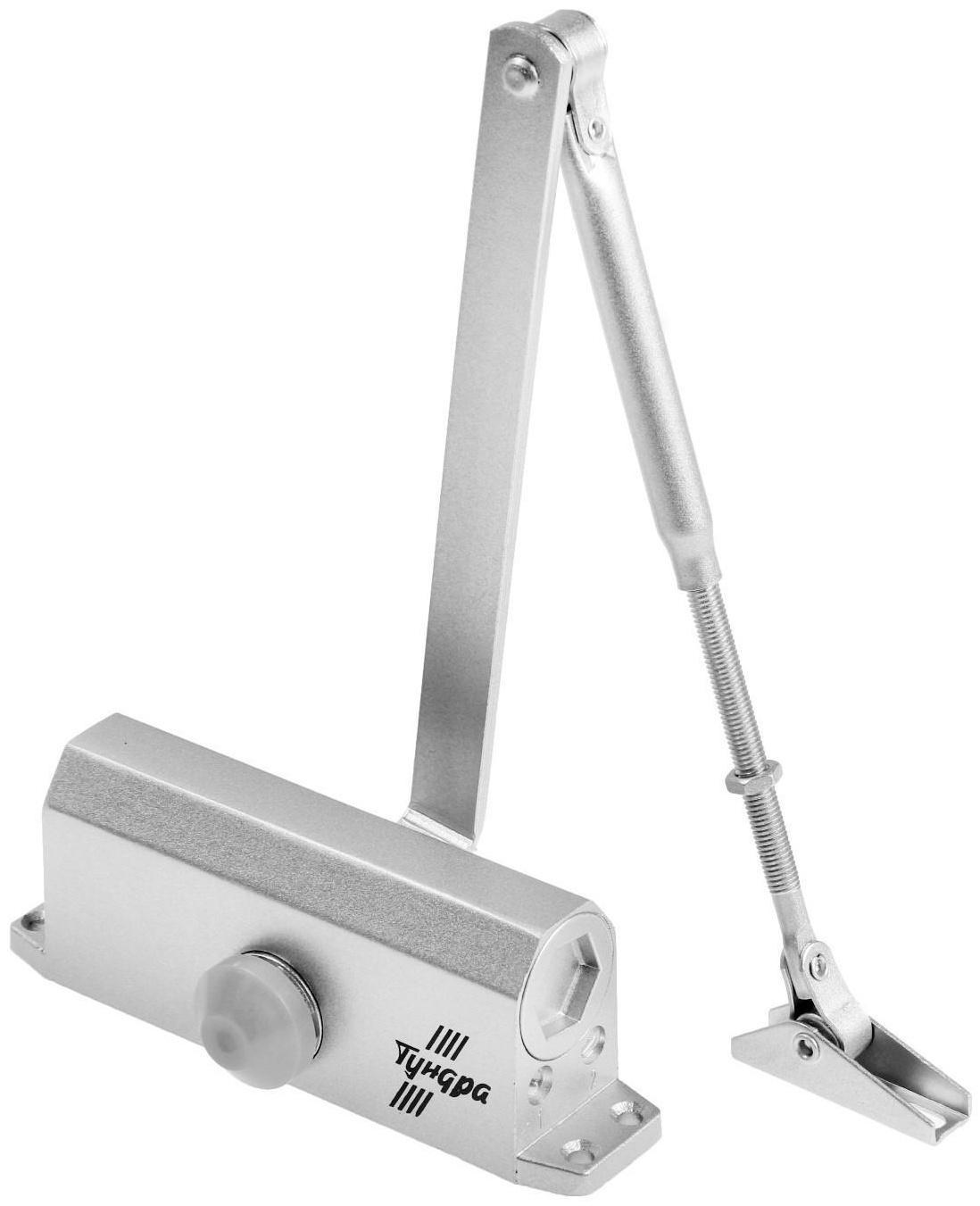 Доводчик дверной ТУНДРА D60SL, до 60 кг, цвет серебро