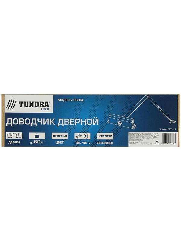 Доводчик дверной ТУНДРА D60SL, до 60 кг, цвет серебро