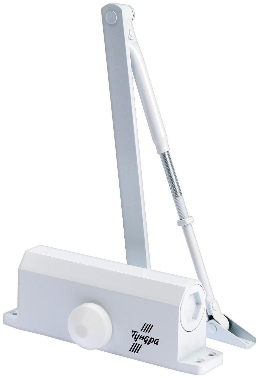 Доводчик дверной ТУНДРА D80WW, до 80 кг, белый