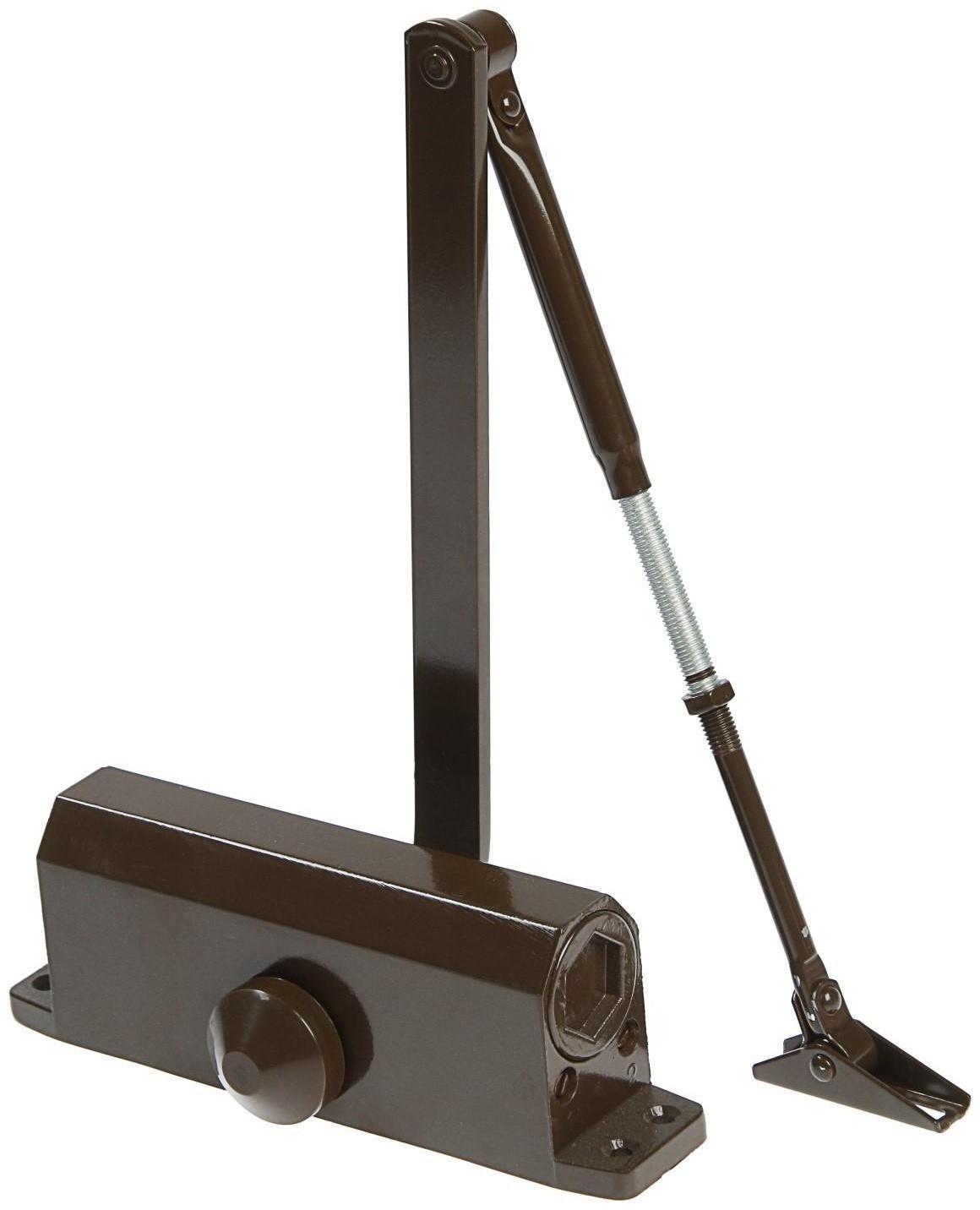 Доводчик дверной ТУНДРА D80BR, до 80 кг, коричневый