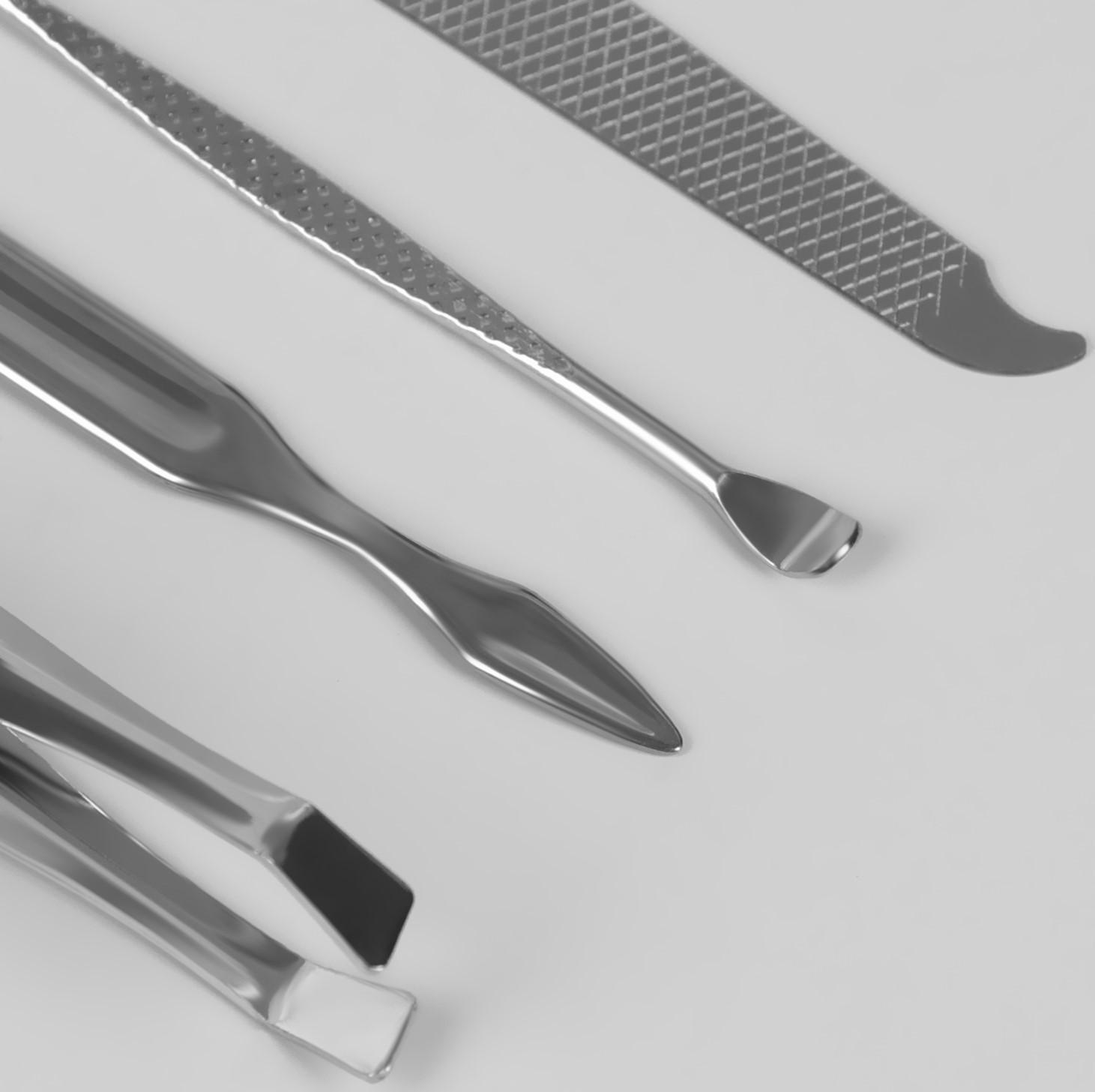 Набор маникюрный, 10 предметов, в футляре, цвет чёрный