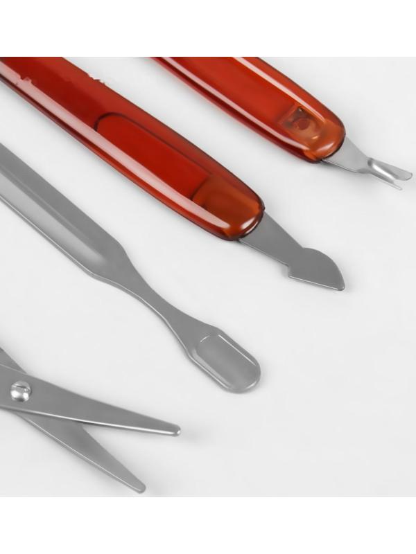 Набор маникюрный, 10 предметов, в футляре, цвет чёрный