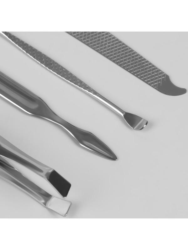 Набор маникюрный, 10 предметов, в футляре, цвет чёрный