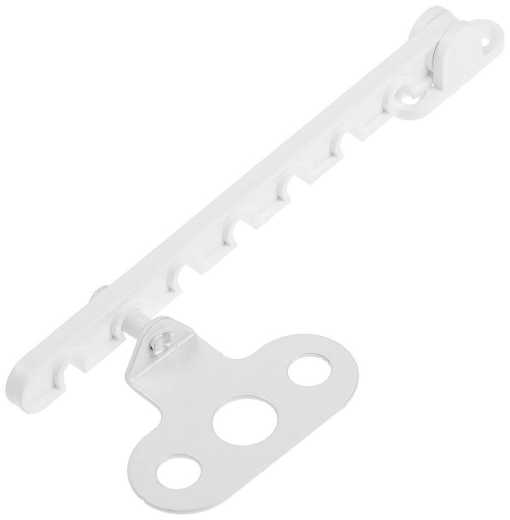 Ограничитель открывания окна ТУНДРА, пластиковый, L=165 мм, белый, 1 шт.