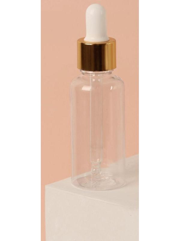 Бутылочка для хранения, с пипеткой, 30 мл, цвет золотой/белый