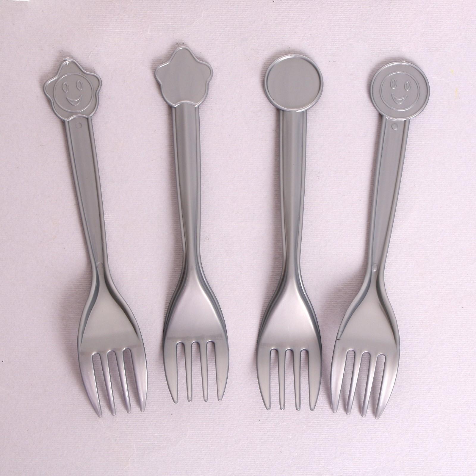 Вилки пластиковые, набор 10 шт., цвет серебристый