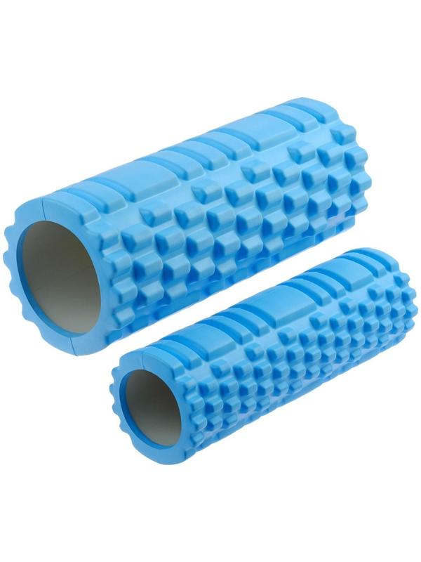 Роллер для йоги, 2 штуки: 33 × 13 см и 30 × 9 см, цвет голубой
