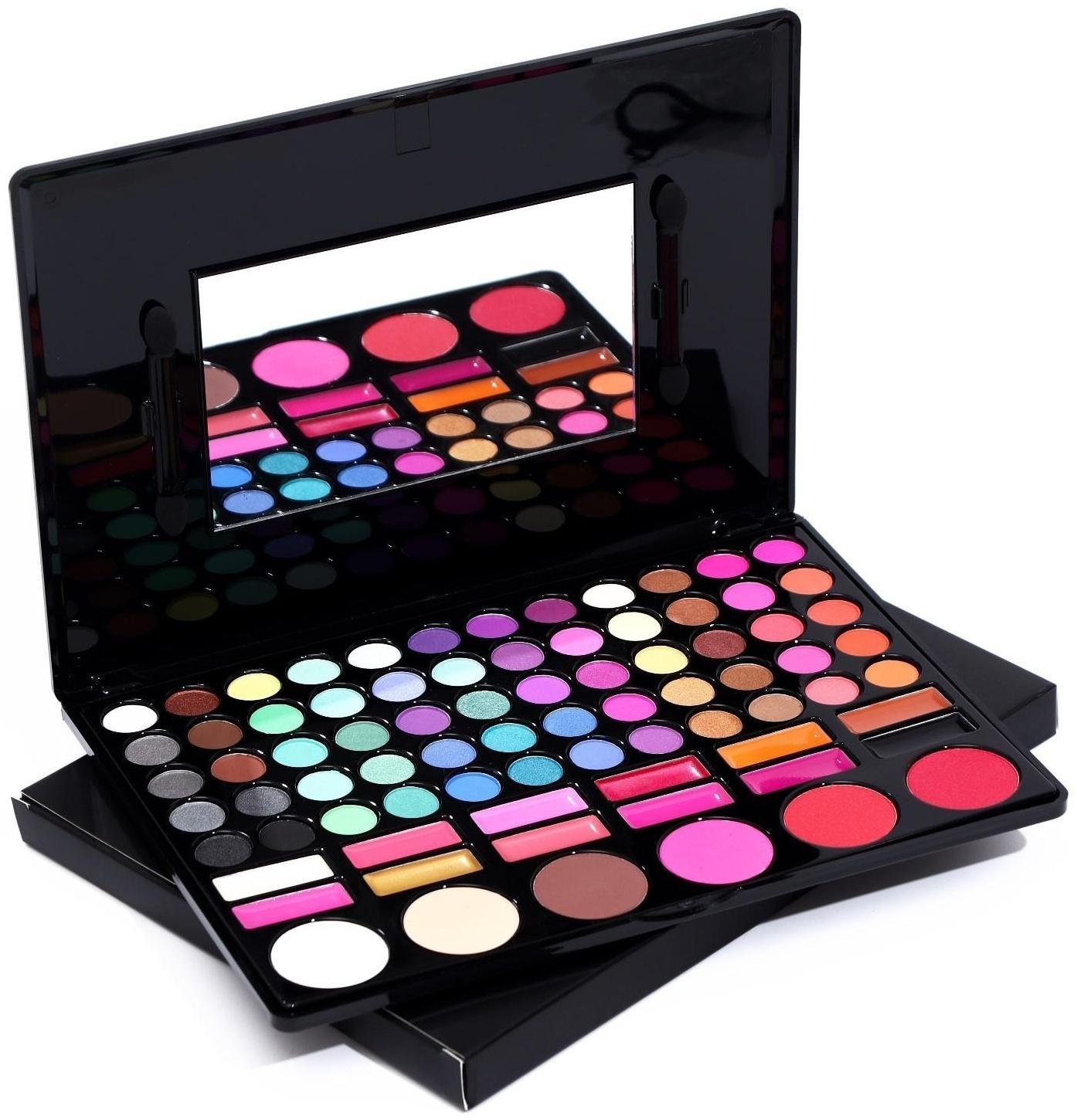 Набор декоративной косметики тени 60 цв., 6 цв румян, 12 бальзамов для губ