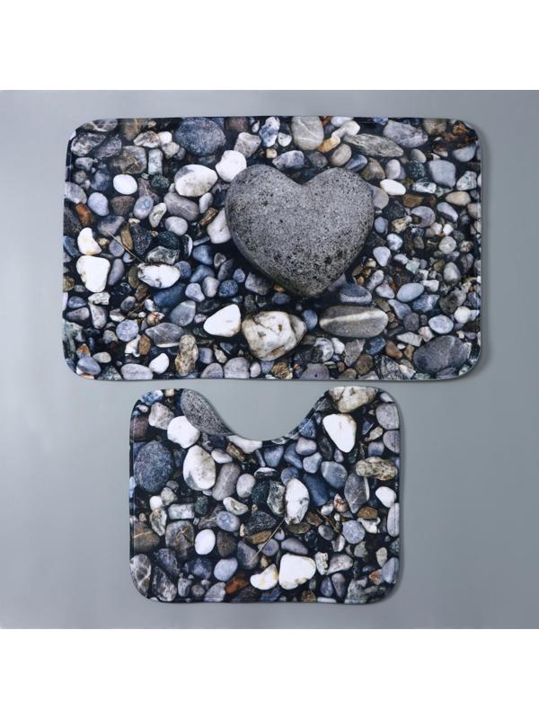 Набор ковриков для ванной и туалета Доляна «Галька», 2 шт: 40×50, 50×80 см