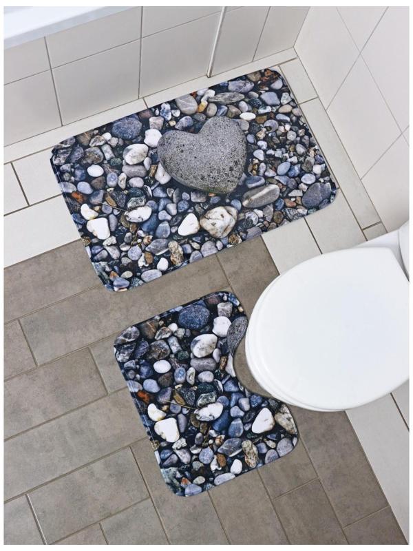 Набор ковриков для ванной и туалета Доляна «Галька», 2 шт: 40×50, 50×80 см