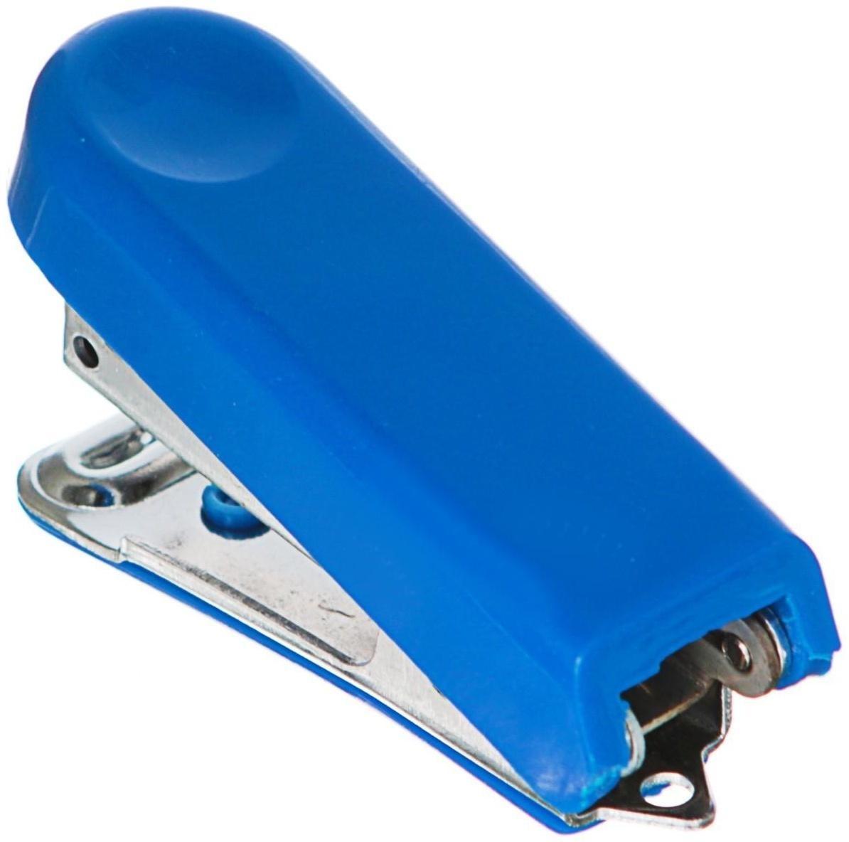 Степлер № 10, до 10 листов, Attomex МИНИ, встроенный антистеплер, синий