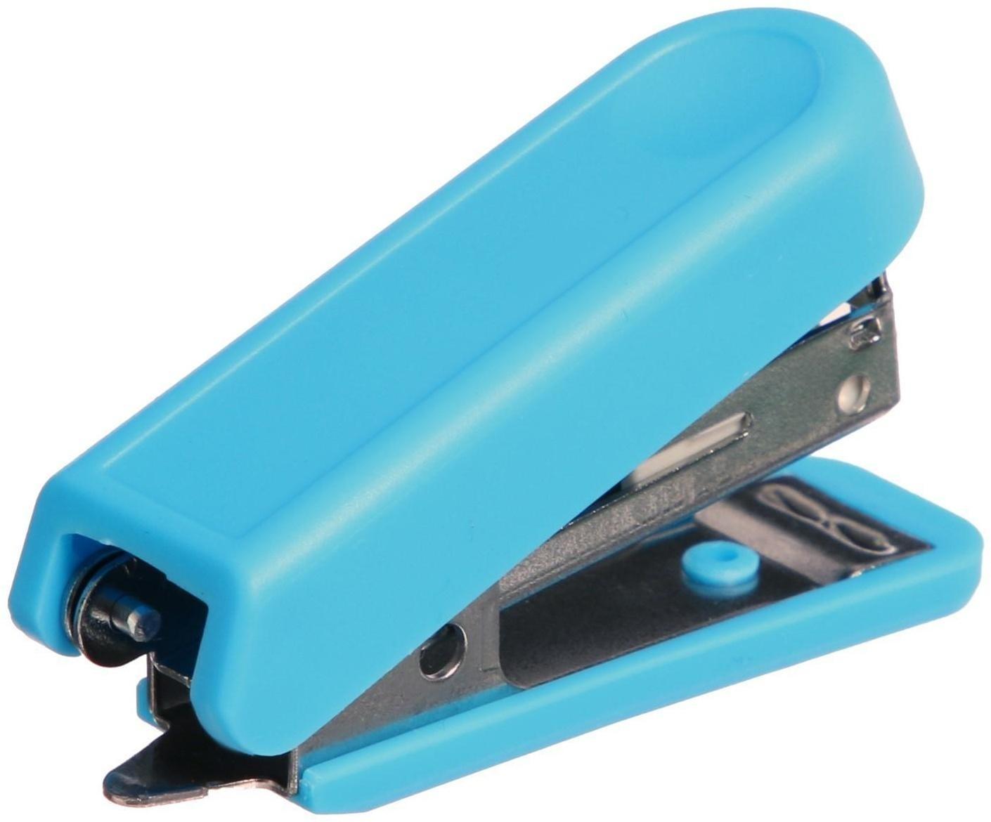 Степлер № 10, до 10 листов, Attomex МИНИ, встроенный антистеплер, синий