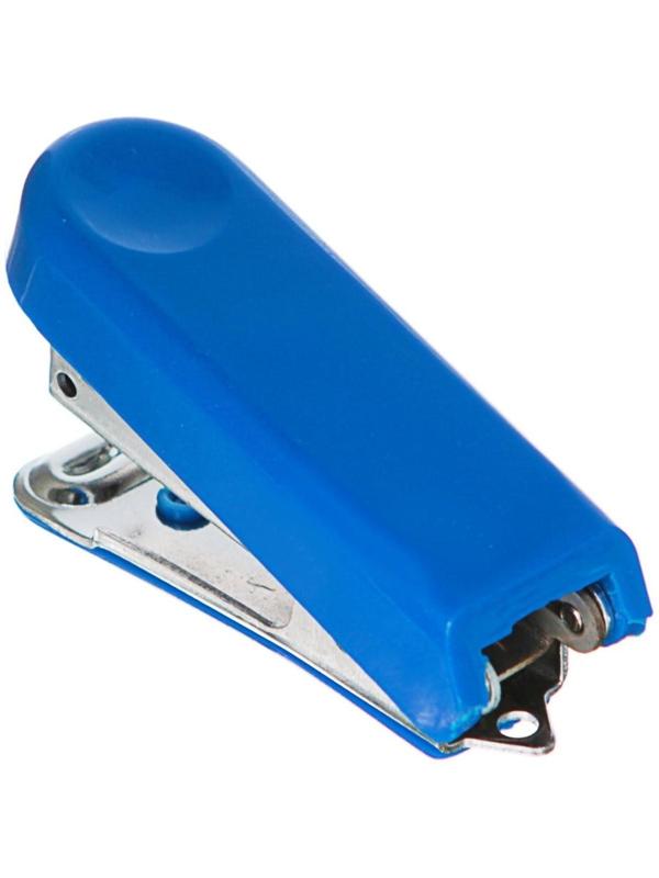 Степлер № 10, до 10 листов, Attomex МИНИ, встроенный антистеплер, синий