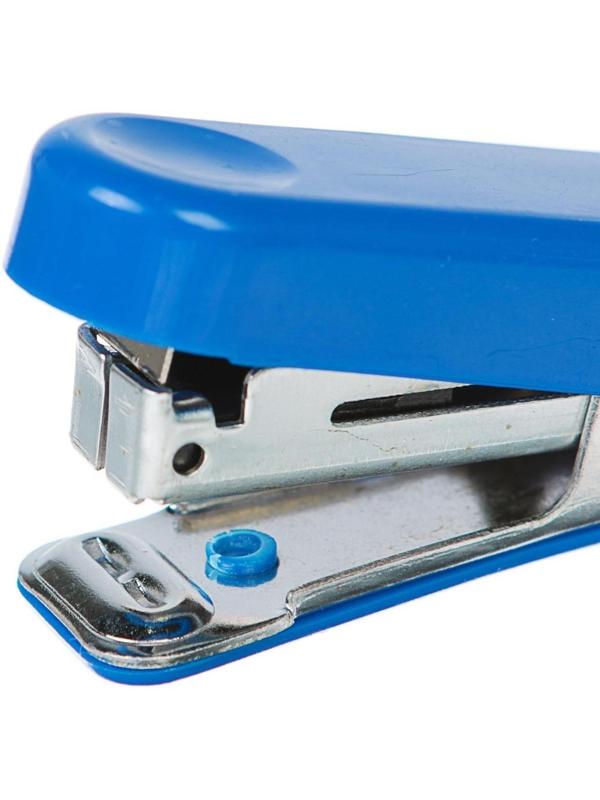 Степлер № 10, до 10 листов, Attomex МИНИ, встроенный антистеплер, синий
