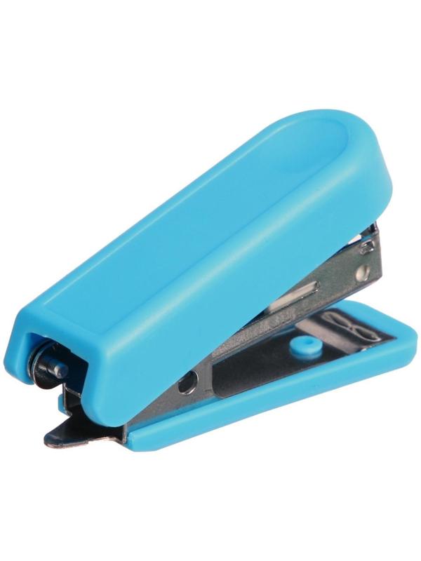 Степлер № 10, до 10 листов, Attomex МИНИ, встроенный антистеплер, синий
