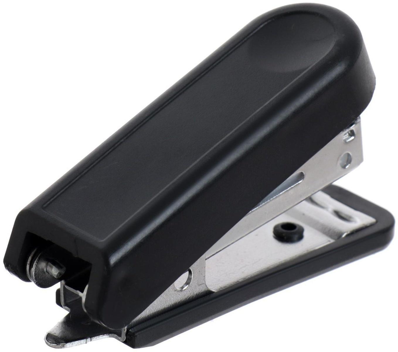 Степлер № 10, до 10 листов, Attomex МИНИ, встроенный антистеплер, чёрный