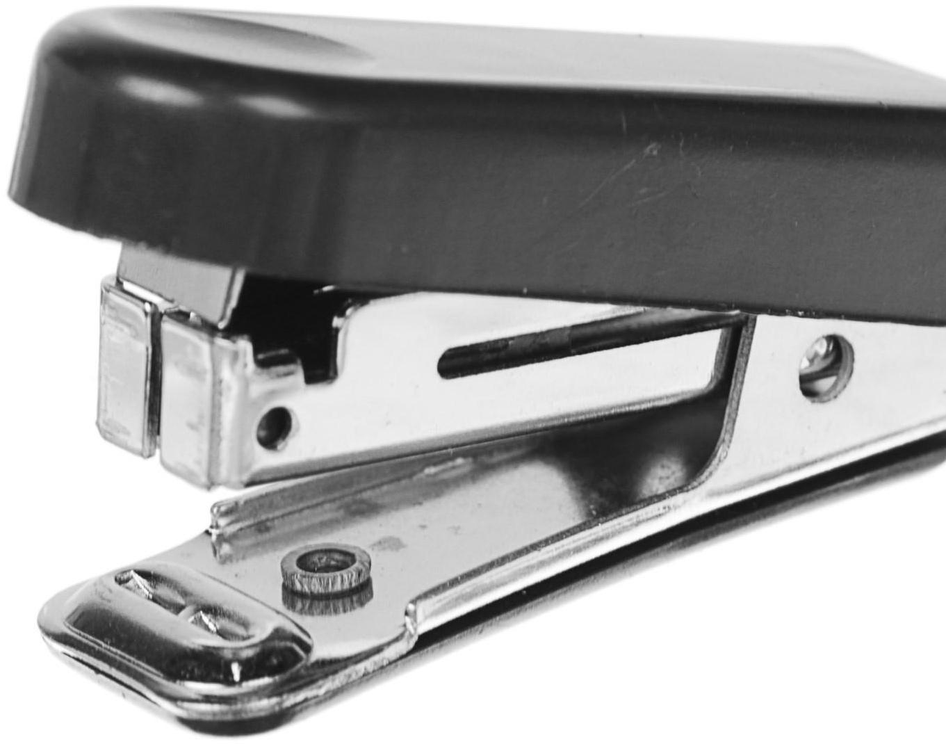 Степлер № 10, до 10 листов, Attomex МИНИ, встроенный антистеплер, чёрный