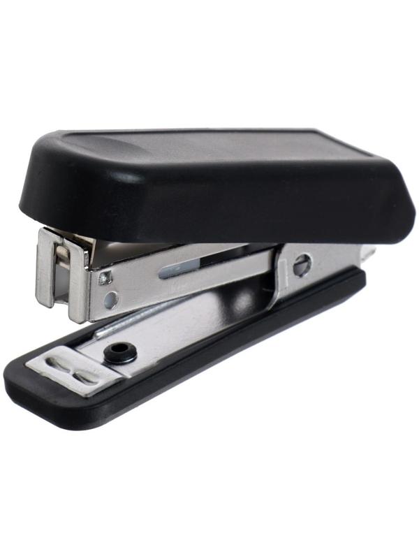 Степлер № 10, до 10 листов, Attomex МИНИ, встроенный антистеплер, чёрный