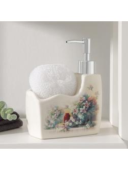 Дозатор для моющего средства с подставкой для губки Доляна «Весна»