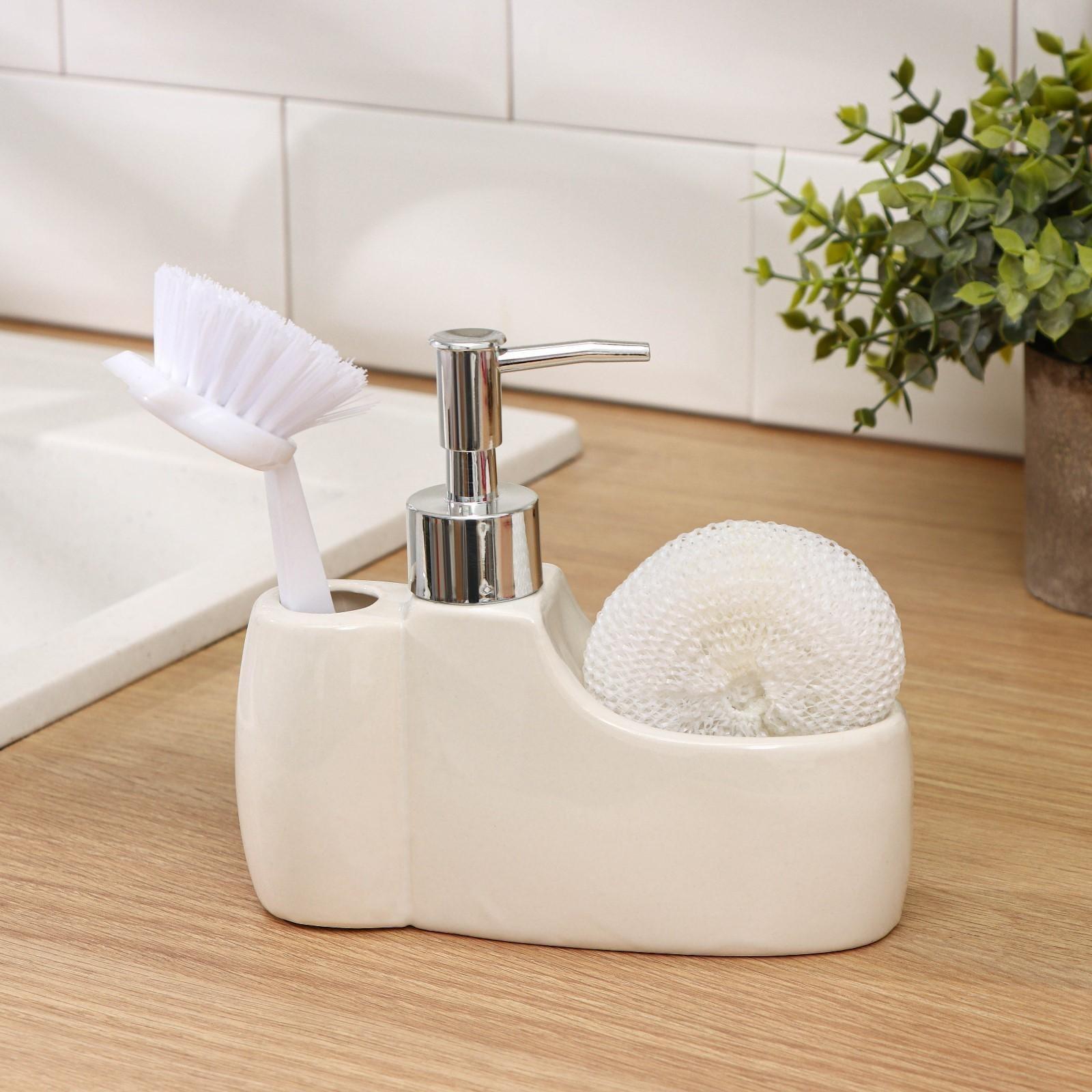 Дозатор для моющего средства с подставкой для губки и щётки Доляна «Блеск», 200 мл