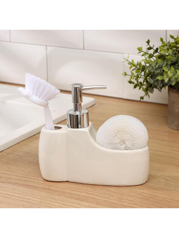 Дозатор для моющего средства с подставкой для губки и щётки Доляна «Блеск», 200 мл