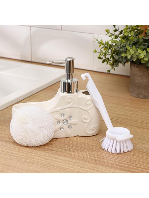 Дозатор для моющего средства с подставкой для губки и щётки Доляна «Блеск», 200 мл