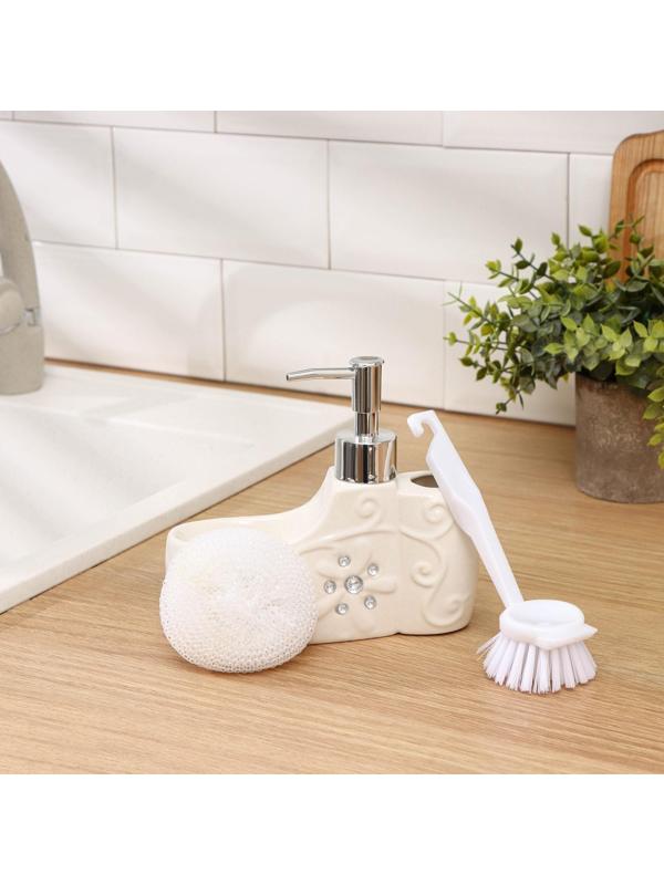 Дозатор для моющего средства с подставкой для губки и щётки Доляна «Блеск», 200 мл