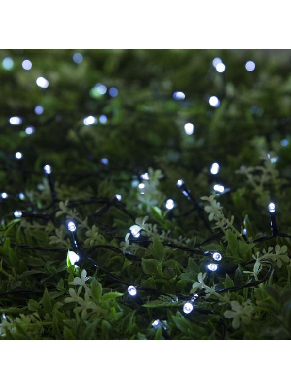 Гирлянда «Нить» 10 м, IP44, тёмная нить, 100 LED, свечение белое, 2 режима, солнечная батарея