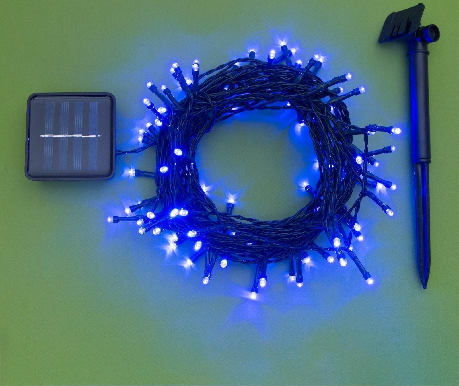 Гирлянда «Нить» 10 м, тёмная нить, 100 LED, свечение синее, 2 режима, солнечная батарея