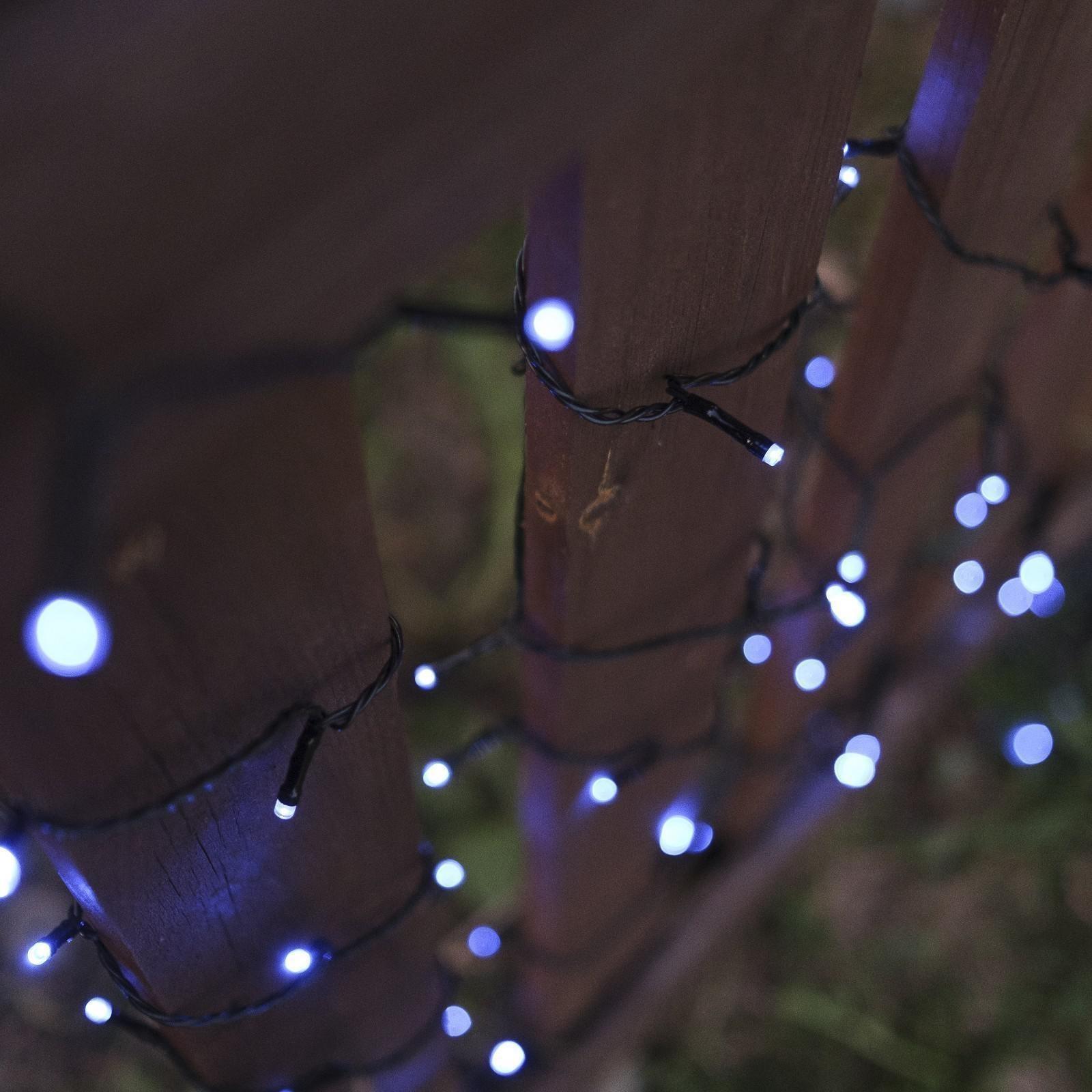 Гирлянда «Нить» 10 м, тёмная нить, 100 LED, свечение синее, 2 режима, солнечная батарея