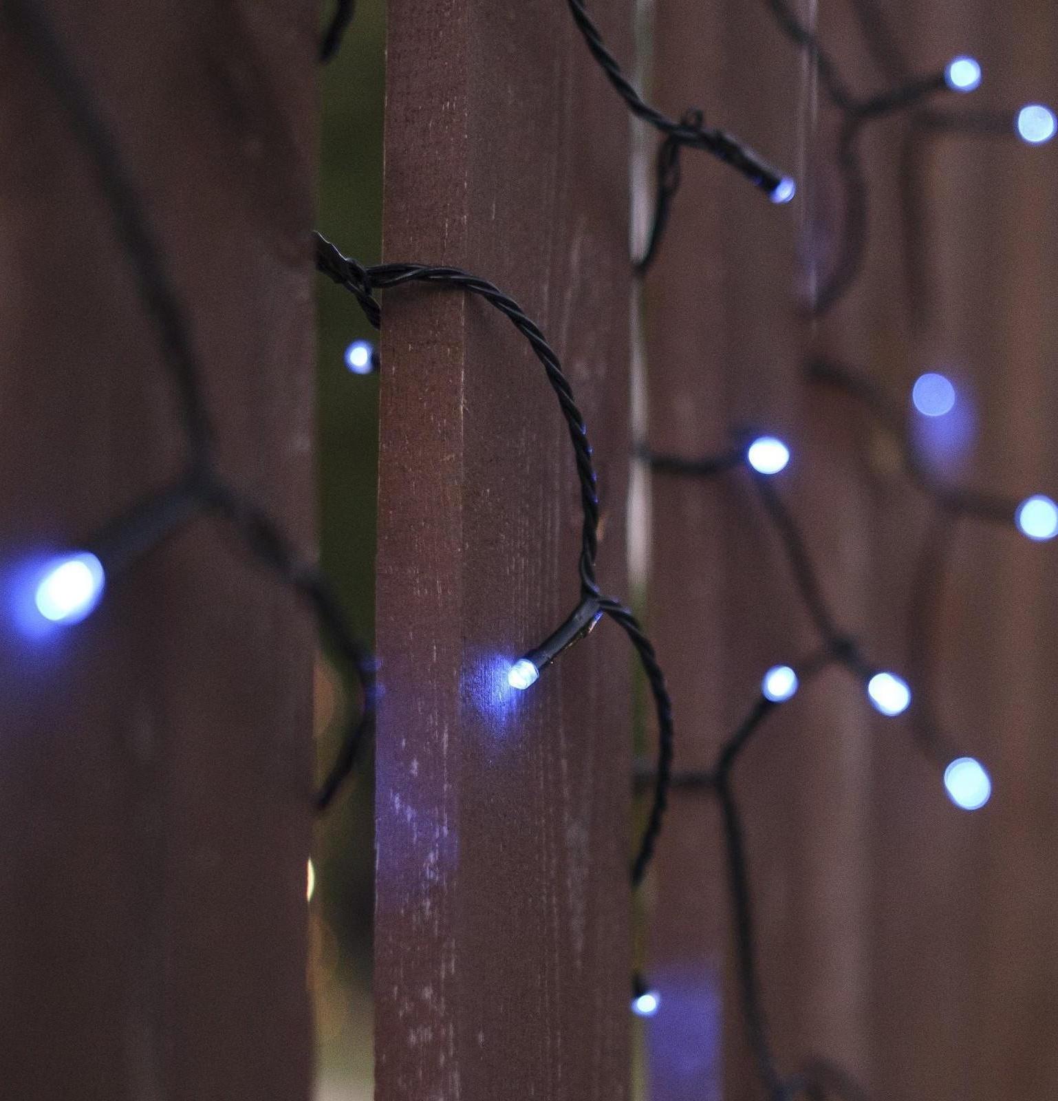 Гирлянда «Нить» 10 м, тёмная нить, 100 LED, свечение синее, 2 режима, солнечная батарея