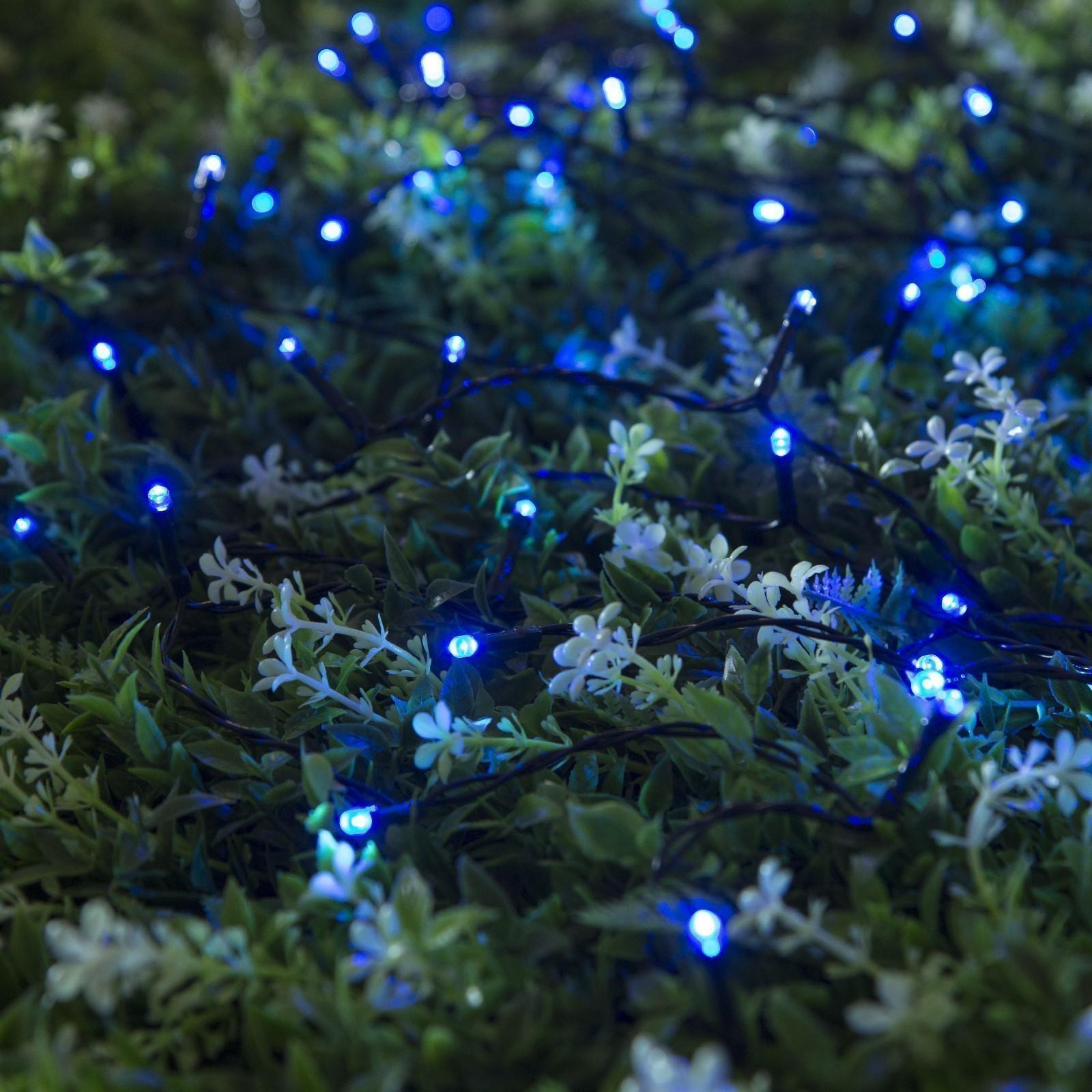 Гирлянда «Нить» 10 м, тёмная нить, 100 LED, свечение синее, 2 режима, солнечная батарея