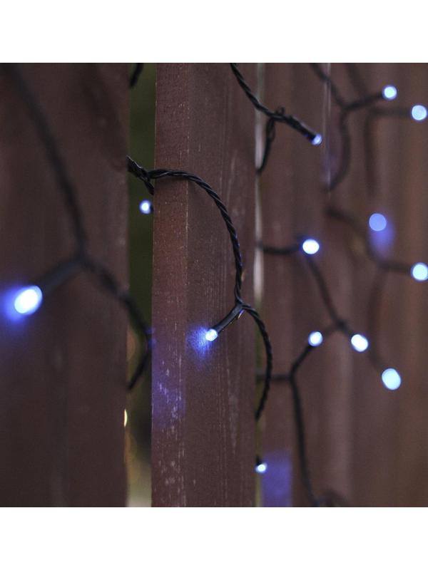 Гирлянда «Нить» 10 м, тёмная нить, 100 LED, свечение синее, 2 режима, солнечная батарея