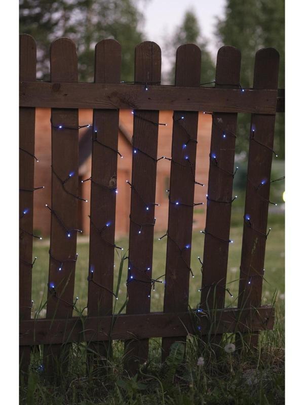 Гирлянда «Нить» 10 м, тёмная нить, 100 LED, свечение синее, 2 режима, солнечная батарея