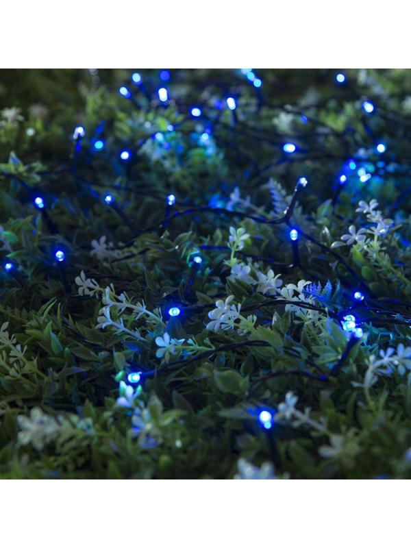 Гирлянда «Нить» 10 м, тёмная нить, 100 LED, свечение синее, 2 режима, солнечная батарея