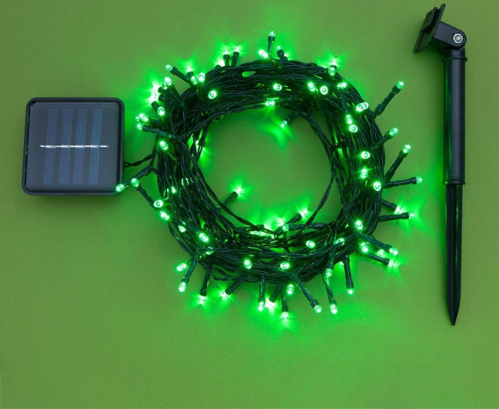 Гирлянда «Нить» 10 м, IP44, тёмная нить, 100 LED, свечение зелёное, 2 режима, солнечная батарея