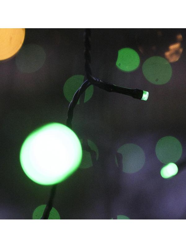 Гирлянда «Нить» 10 м, IP44, тёмная нить, 100 LED, свечение зелёное, 2 режима, солнечная батарея