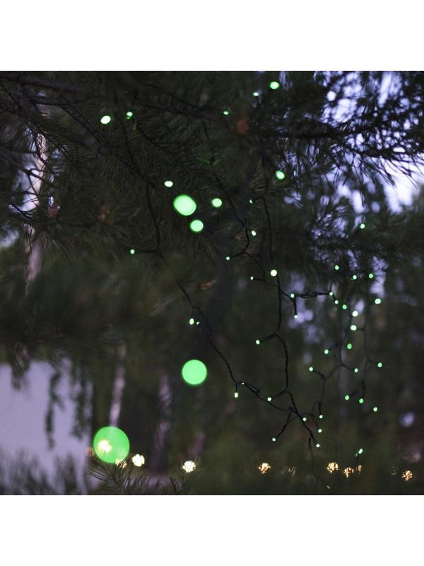 Гирлянда «Нить» 10 м, IP44, тёмная нить, 100 LED, свечение зелёное, 2 режима, солнечная батарея